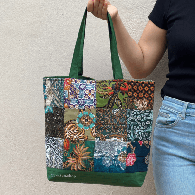 Patchwork Patten Tote Bag (Green)