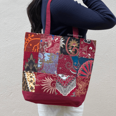 Patchwork Patten Tote Bag (Red) 