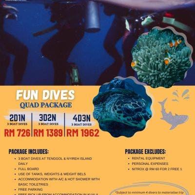 3D2N Dungun Escapade Pulau Tenggol Terengganu Fun Dives (Quad Dorm)