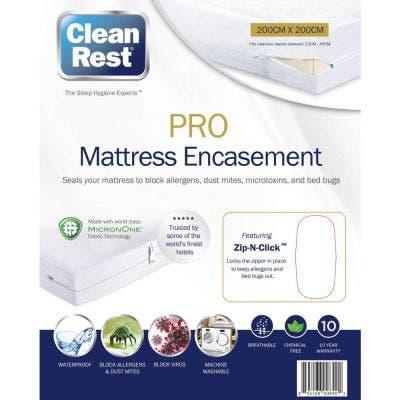 Cleanrest Pro Mattress Encasement For Bedbug Prevention (200x200x23-45cm)