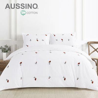 Aussino Contempo Rose Embroidery 100% Cotton Quilt Cover Set