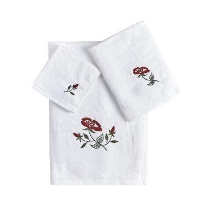Aussino Rose Embroidery 100% Cotton 3pcs Towel Set