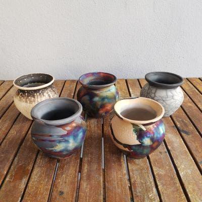 RAAQUU HOFU raku pottery vase - ceramic christmas gift for her, gift box, new home, wedding gift, home decor, flower, OOAK art, pen caddy